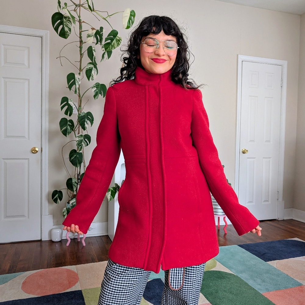 Banana Republic Red Wool Coat - Picture 2 of 8